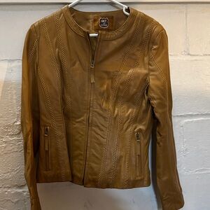 Leather Women’s Tan Moto Jacket
